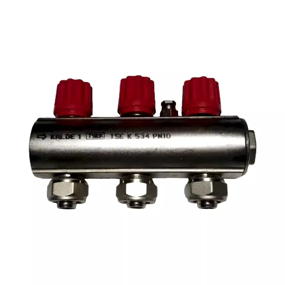 Kalde Kendinden Vanalı 1 1/4" Kollektör 3 Ağızlı - Kırmızı - Normal Tip