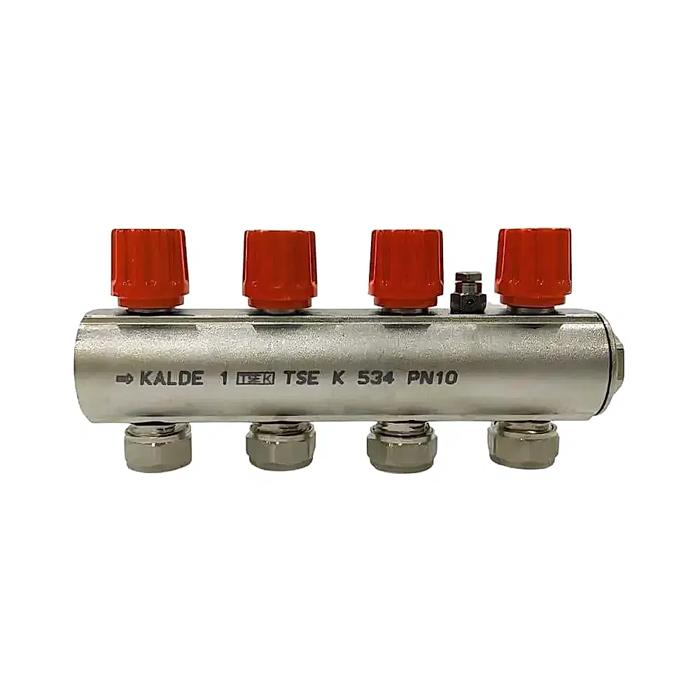 Kalde Kendinden Vanalı 1 1/4" Kollektör 4 Ağızlı - Kırmızı - Normal Tip