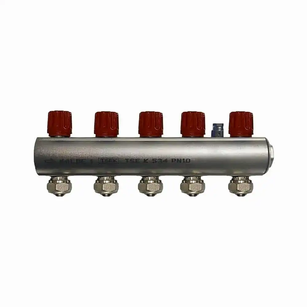 Kalde Kendinden Vanalı 1 1/4" Kollektör 5 Ağızlı - Kırmızı - Normal Tip